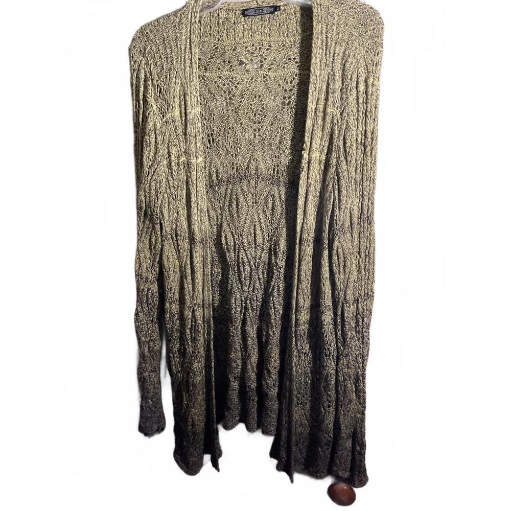 ZoZo Women's Silk/ Cotton Blend Open Knit Cardigan - XL Boho